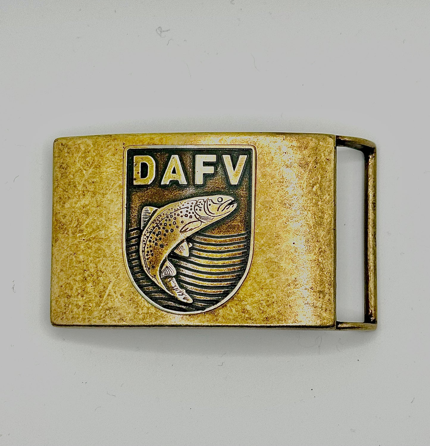 DAFV Gürtelschnalle in Altmessing für 4 cm breite Gürtel