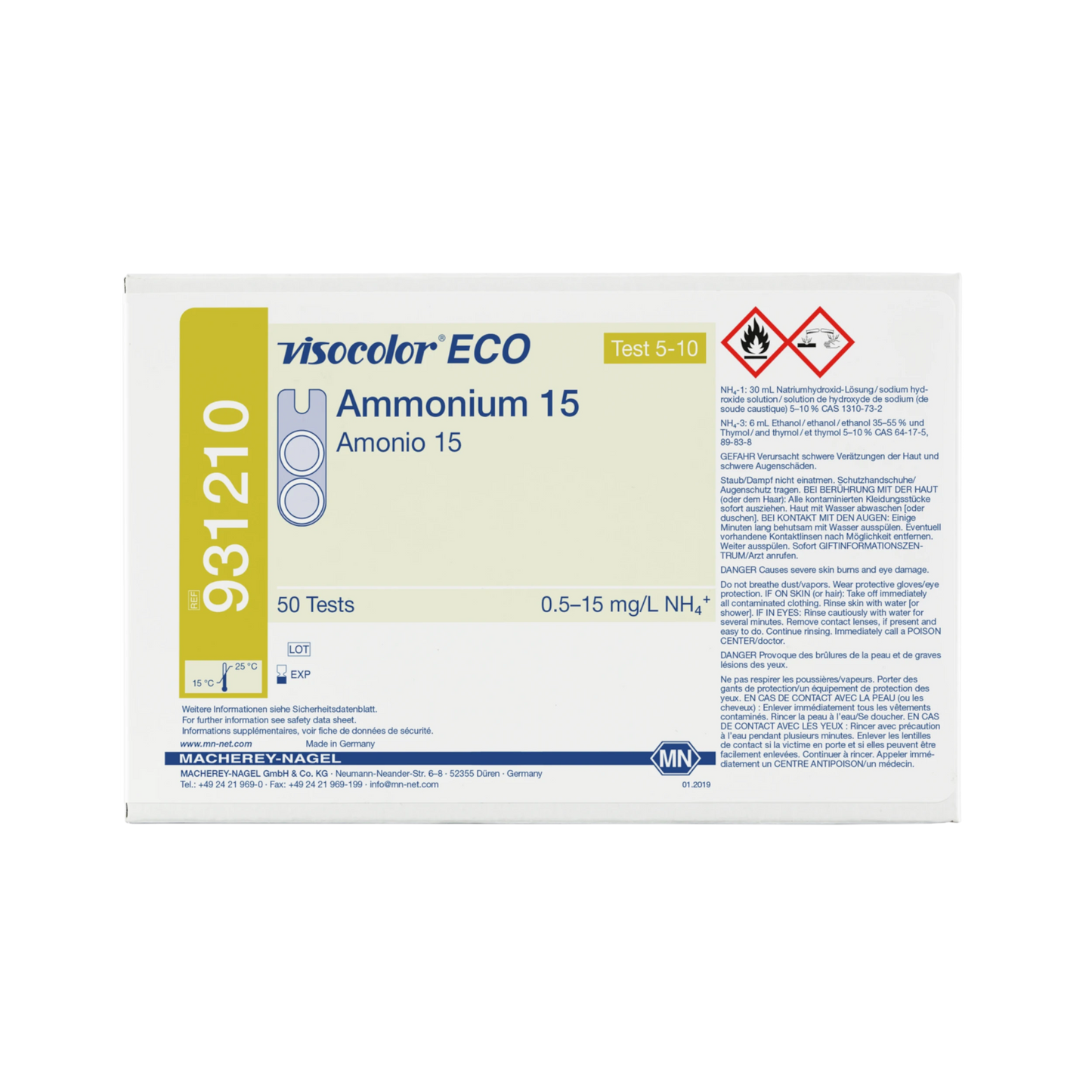 MACHEREY-NAGEL Kolorimetrischer Test VISOCOLOR ECO Ammonium 15 Nachfüllpackung (931210)