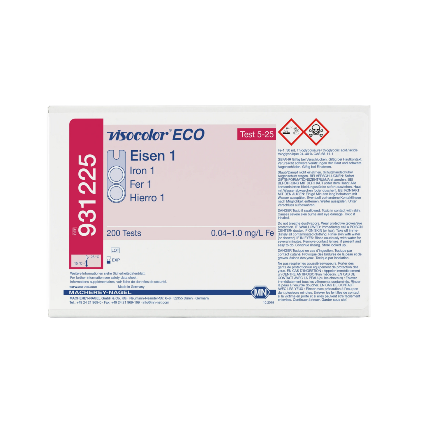 MACHEREY-NAGEL Kolorimetrischer Test VISOCOLOR ECO Eisen 1, Nachfüllpackung (931225)