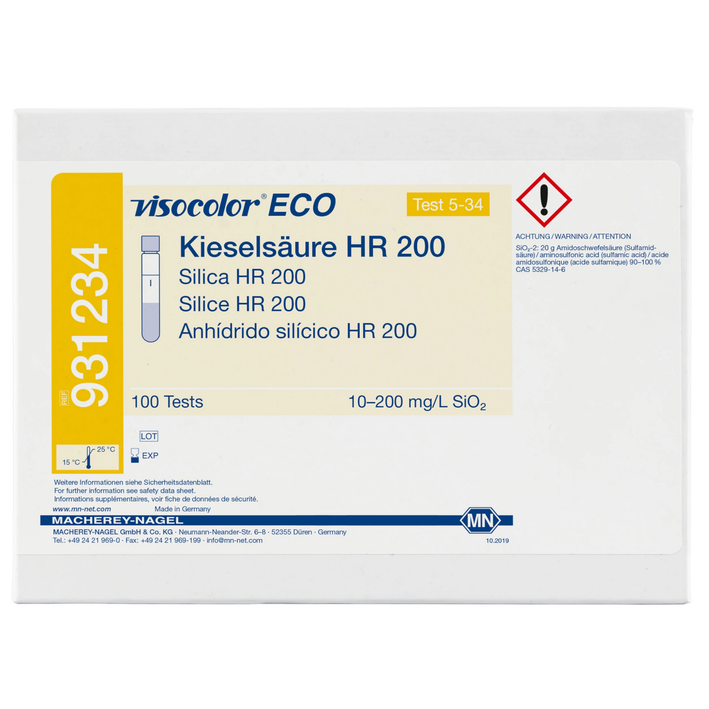 MACHEREY-NAGEL Kolorimetrischer Test VISOCOLOR ECO Kieselsäure HR 200, Nachfüllpackung (931234)