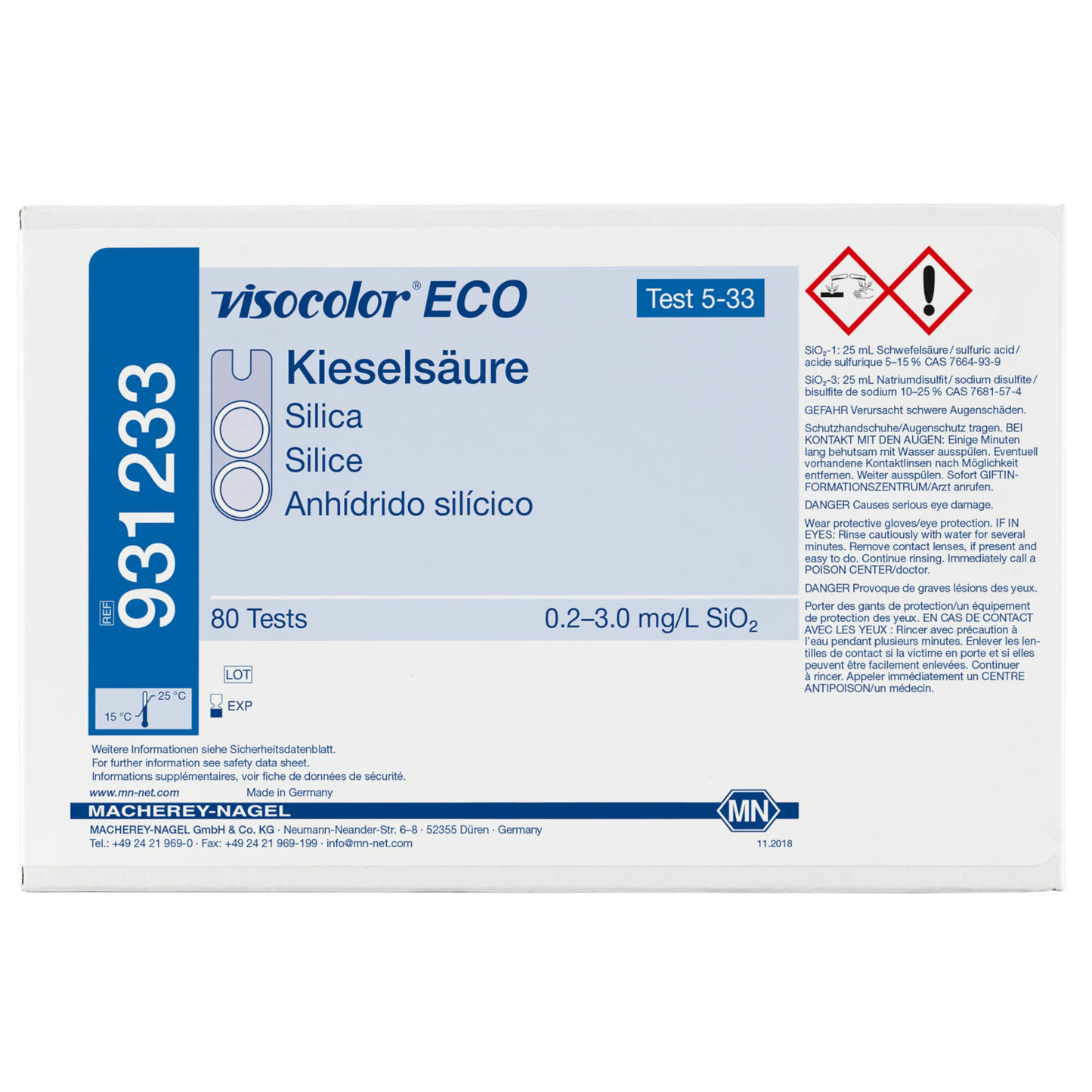MACHEREY-NAGEL Kolorimetrischer Test VISOCOLOR ECO Kieselsäure, Nachfüllpackung (931233)