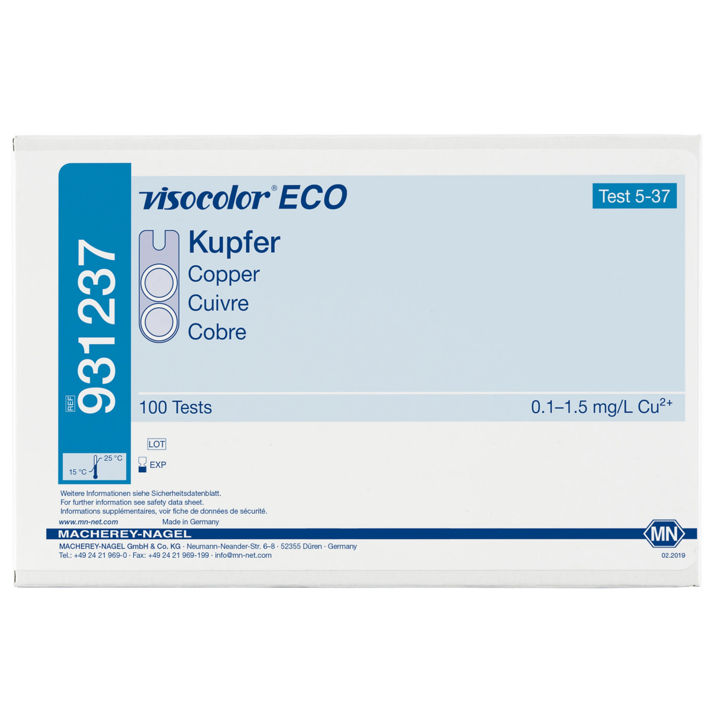 MACHEREY-NAGEL Kolorimetrischer Test VISOCOLOR ECO Kupfer, Nachfüllpackung (931237)