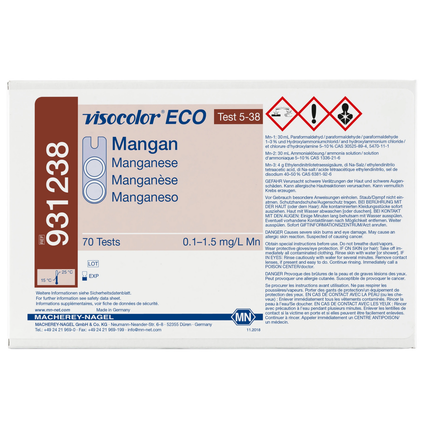 MACHEREY-NAGEL Kolorimetrischer Test VISOCOLOR ECO Mangan, Nachfüllpackung (931238)