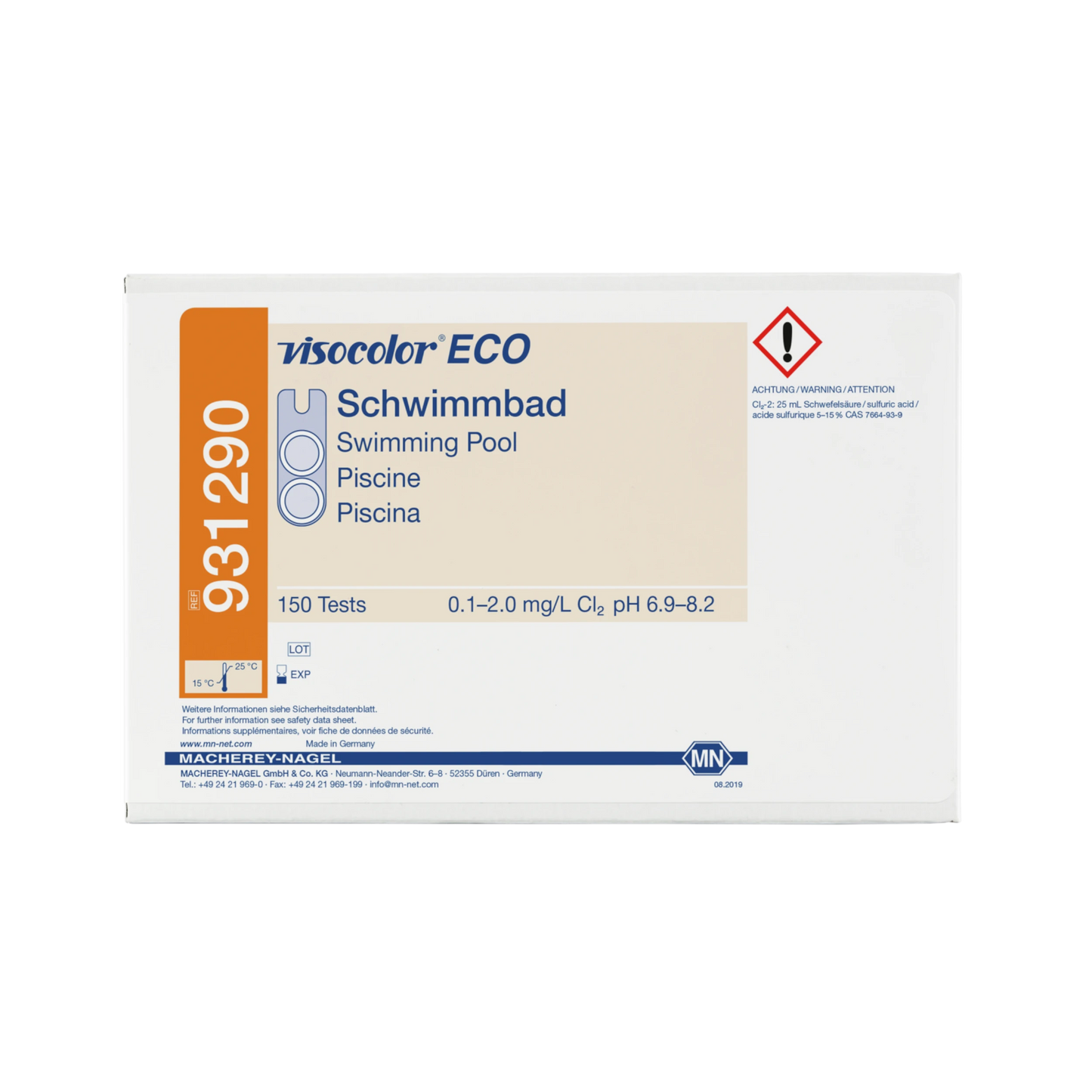 MACHEREY-NAGEL Kolorimetrischer Test VISOCOLOR ECO Schwimmbad - Chlor + pH, Nachfüllpackung (931290)