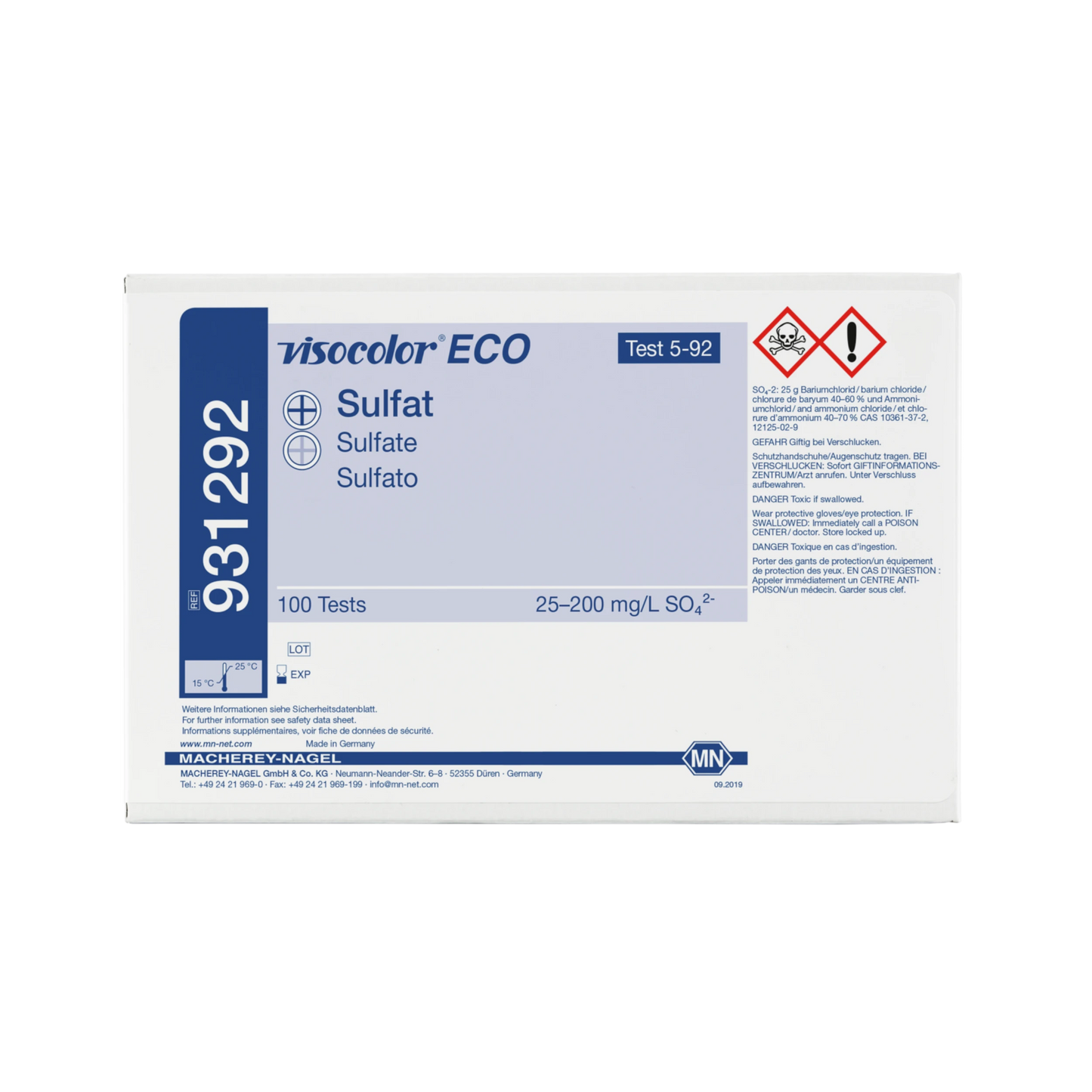 MACHEREY-NAGEL Kolorimetrischer Test VISOCOLOR ECO Sulfat, Nachfüllpackung (931292)