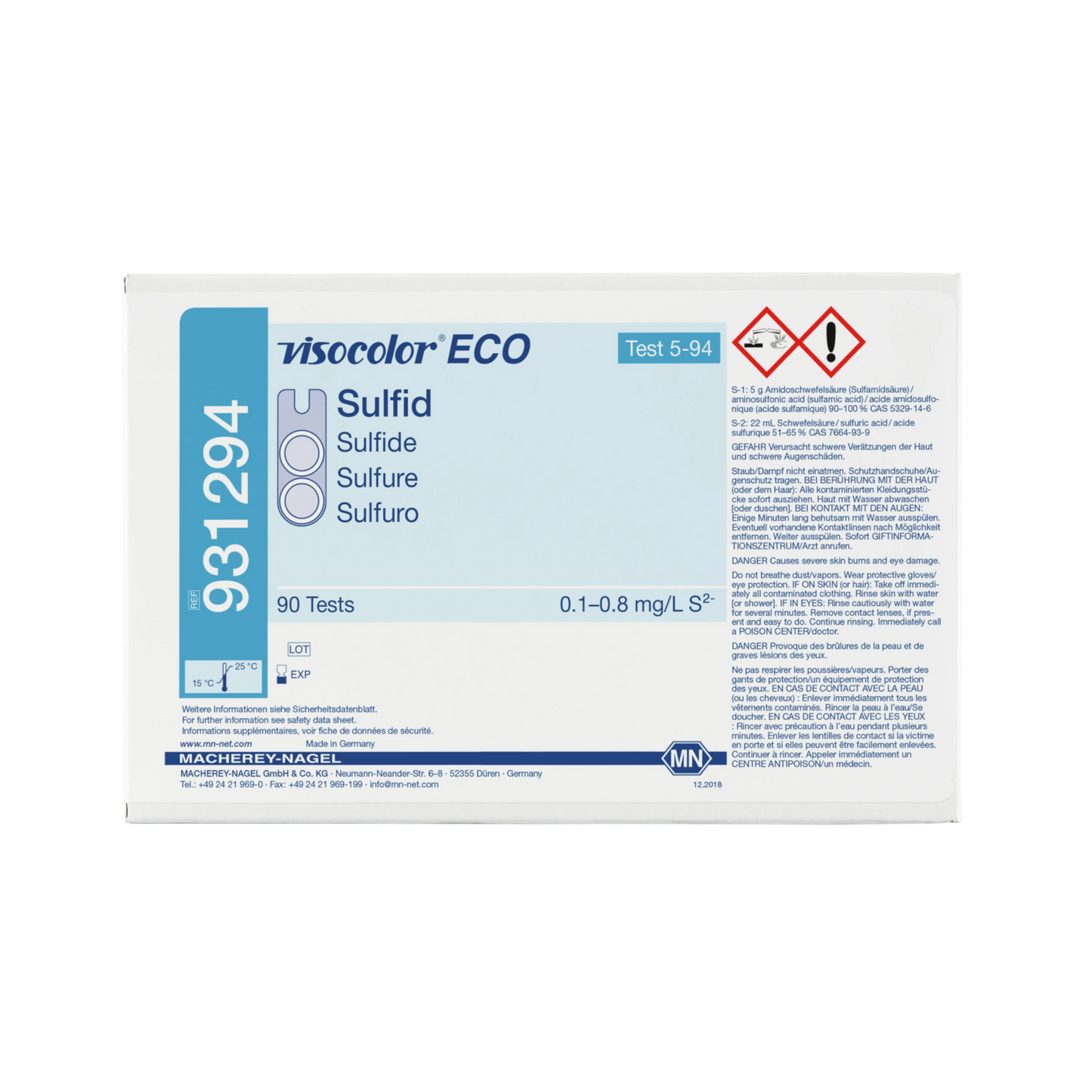 MACHEREY-NAGEL Kolorimetrischer Test VISOCOLOR ECO Sulfid, Nachfüllpackung (931294)