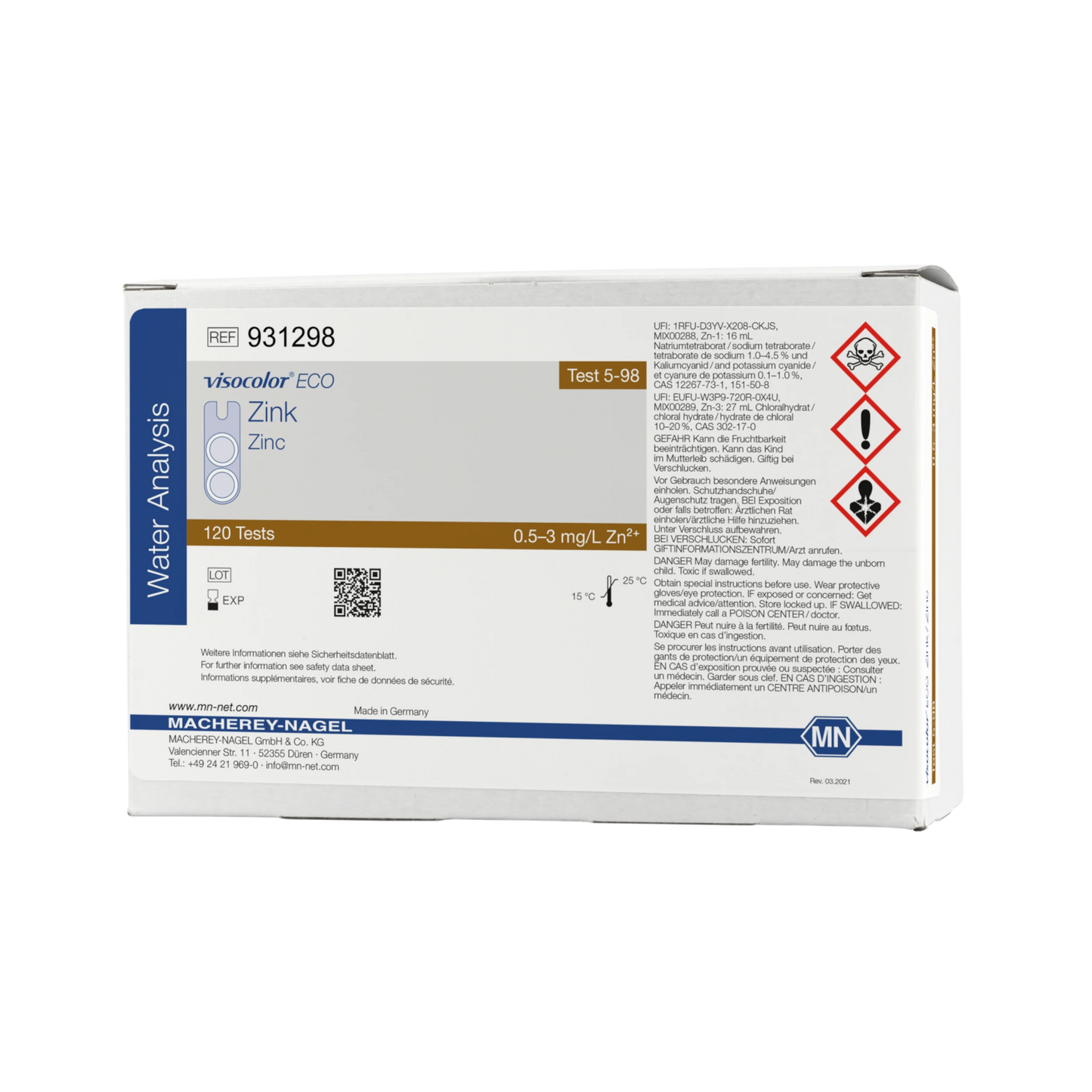 MACHEREY-NAGEL Kolorimetrischer Test VISOCOLOR ECO Zink, Nachfüllpackung (931298)