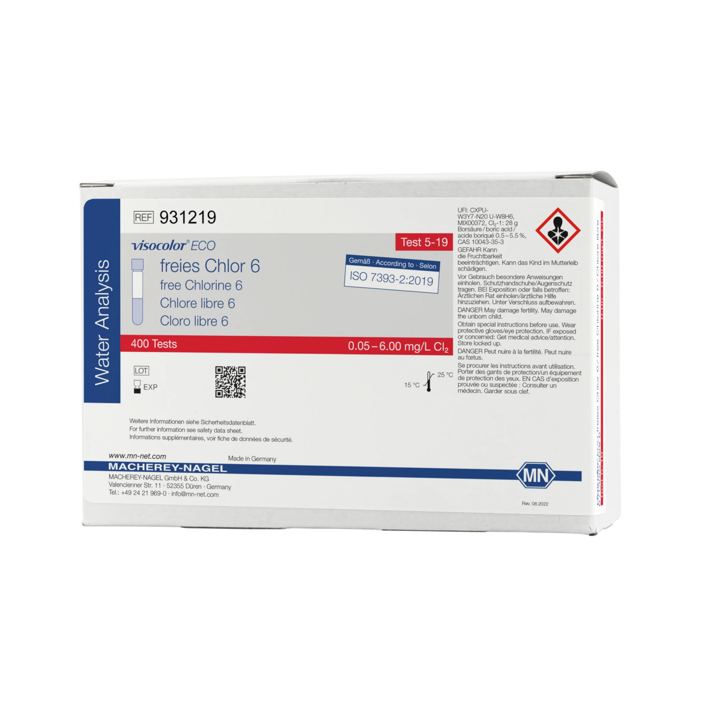 MACHEREY-NAGEL Kolorimetrischer Test VISOCOLOR ECO freies Chlor 6, Nachfüllpackung (931219)