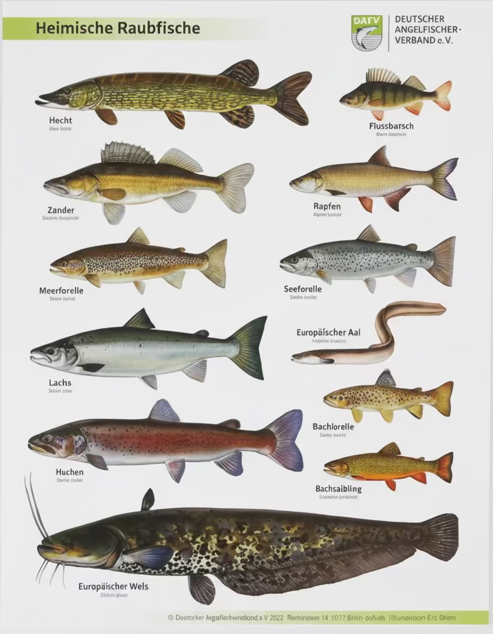 DAFV Fisch-Poster „Heimische Raubfische“ – Lehr- und Deko-Poster