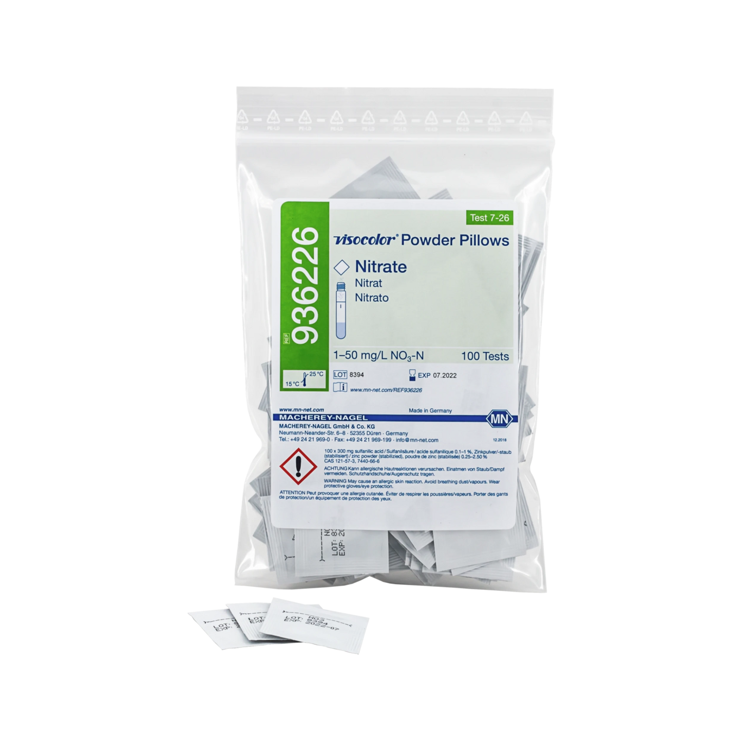 MACHEREY-NAGEL VISOCOLOR Powder Pillows Nitrat - 100 photometrische Teste (936226)