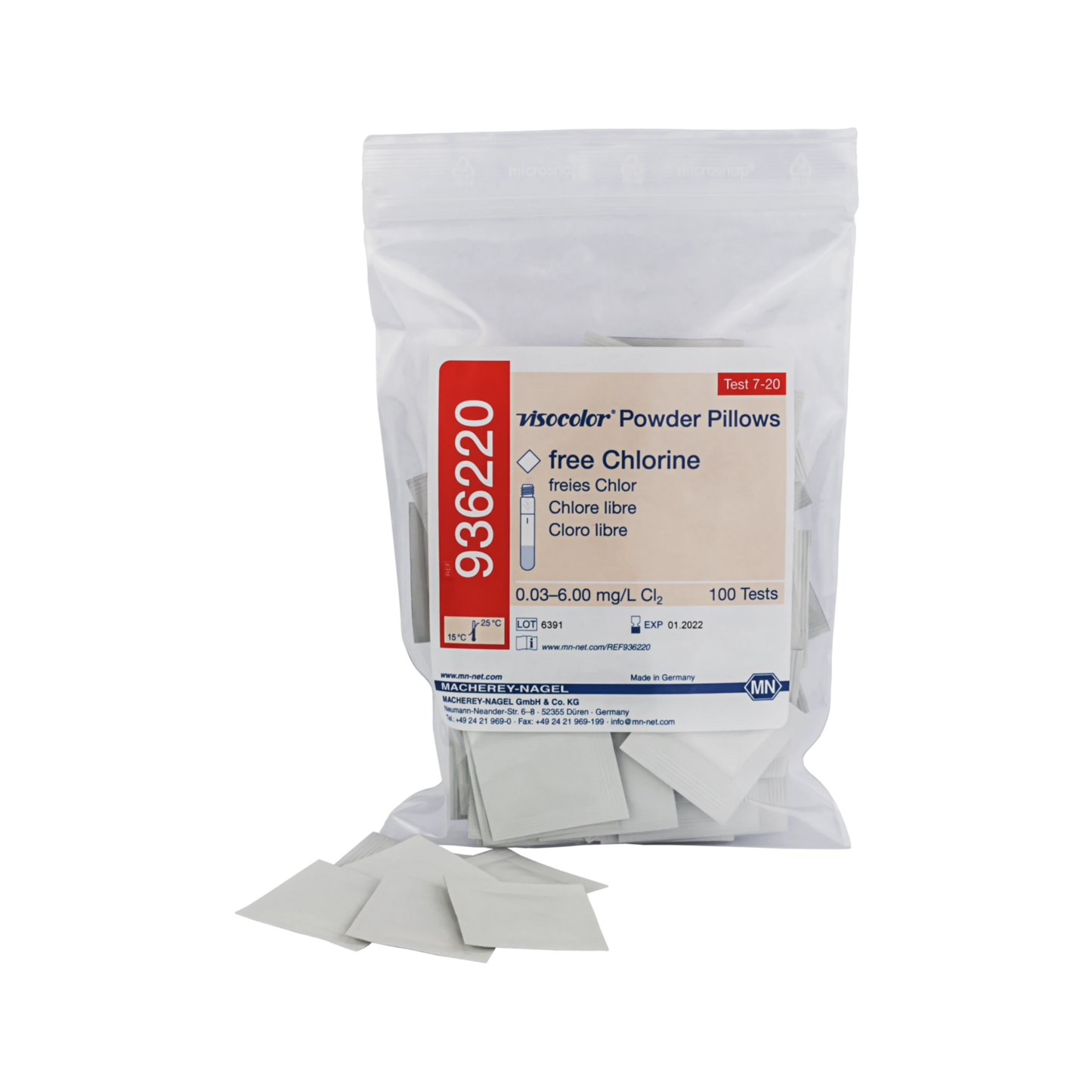 MACHEREY-NAGEL VISOCOLOR Powder Pillows freies Chlor - 100 photometrische Teste (936220)