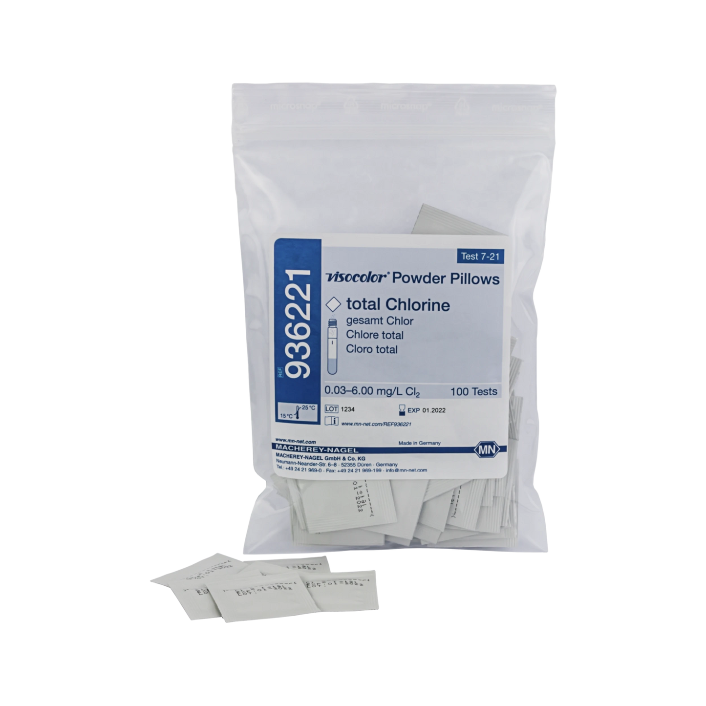 MACHEREY-NAGEL VISOCOLOR Powder Pillows gesamt Chlor - 100 photometrische Teste (936221)