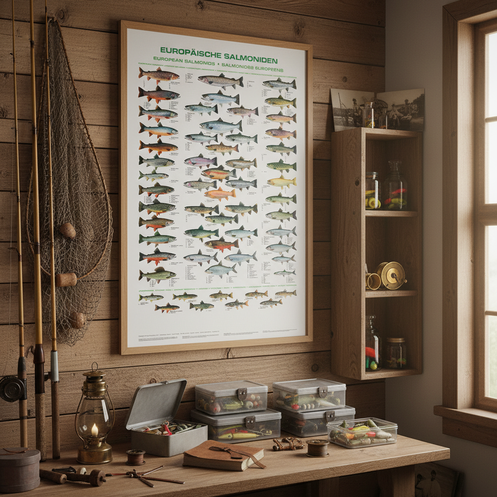 Alle Salmoniden Europas auf einer Tafel