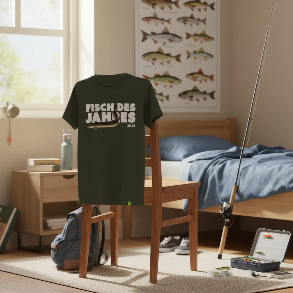 Ideal für unseren jungen Angler ist dieses T-Shirt mit Aal.