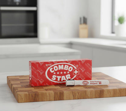 Handlich und einfach zu benutzen: Der Combo Star Messerschärfer ist auch ideal für die Küche.