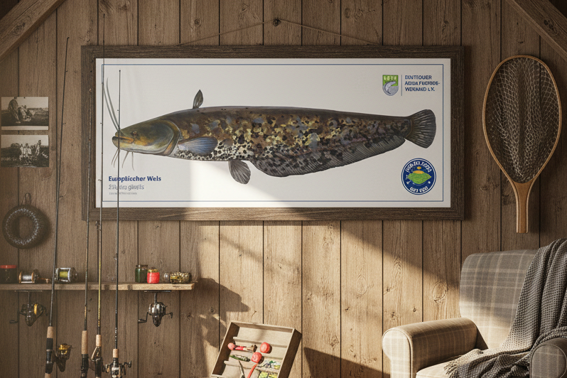Das Fisch-Poster Wels ist 112 x 40 cm groß. 