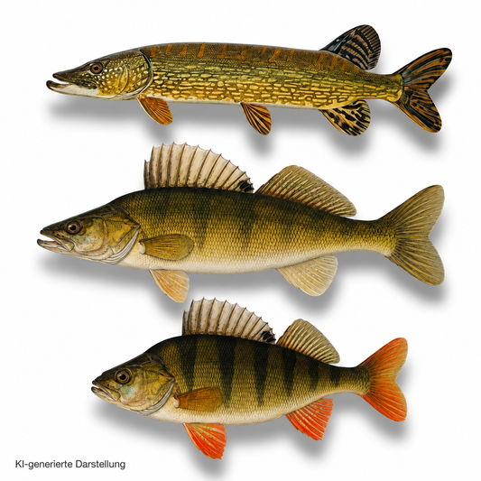 Konturenfisch-Bundle „Heimische Raubfische“, Zander, Barsch und Hecht