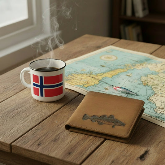 Die Geldbörse mit Dorsch-Motiv. Aus Glattleder. Das Portemonnaie zum Fisch des Jahres 2024, Dorsch DAFV