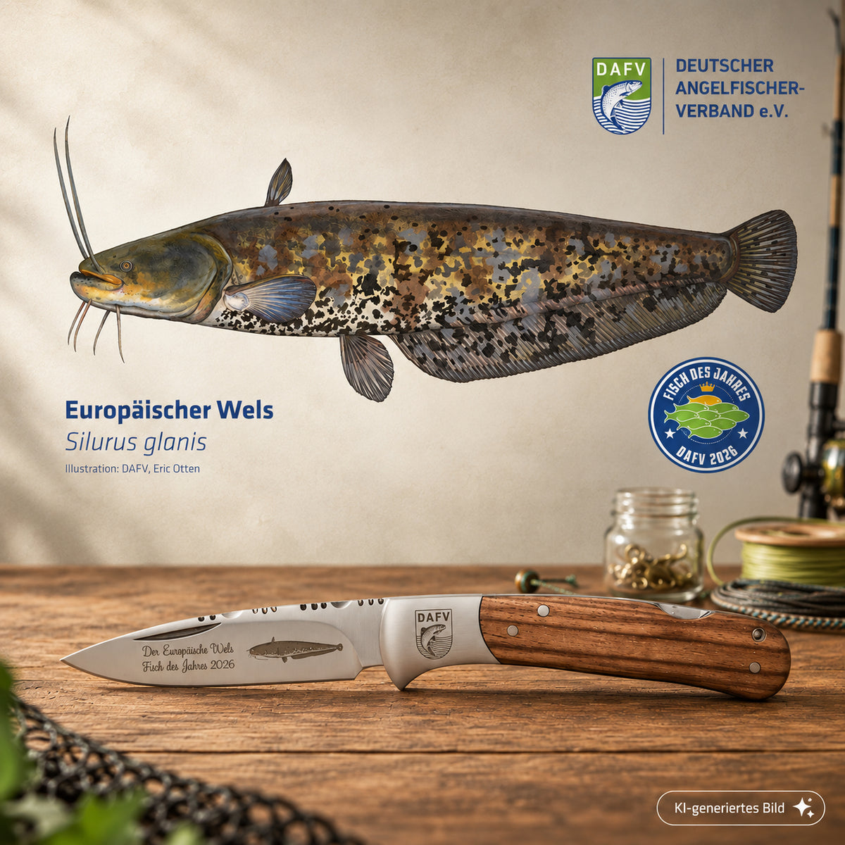 DAFV Wels-Bundle – Messer + Poster „Fisch des Jahres 2026“
