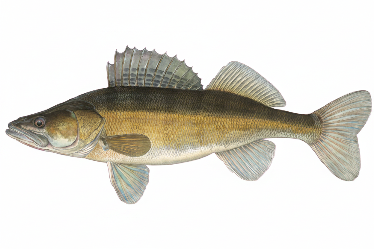 Der Zander als Konturenfisch, gezeichnet von Eric Otten