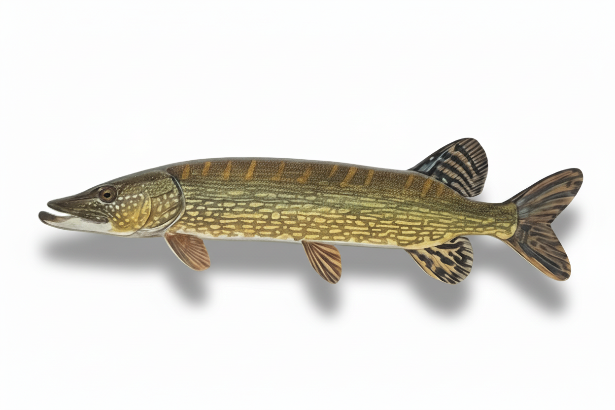 DAFV Konturenfisch "Hecht" ca. 101 cm - Traumfisch auf stabiler STADUR-Platte