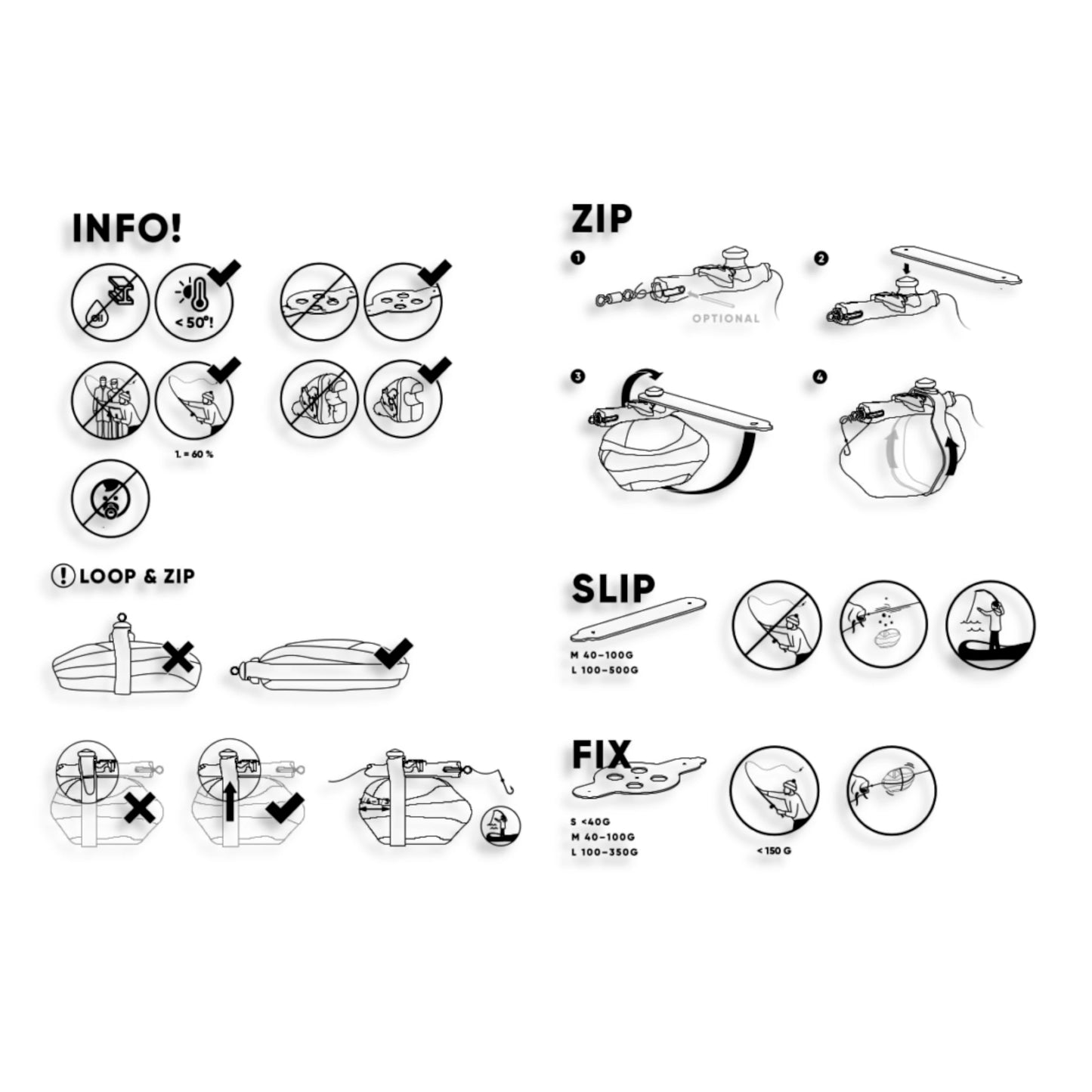 Kopie von FISHSTONE Zip-Kit Set mit Steinen (Safety Clip Montage)