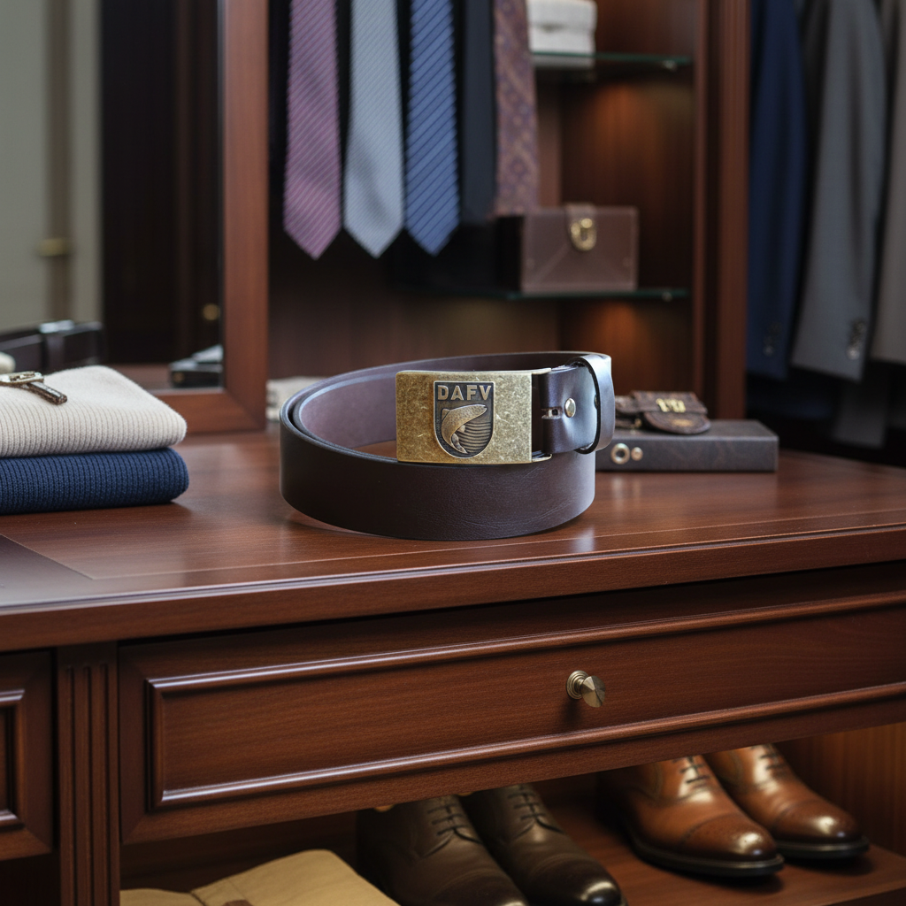 Der Ledergürtel mit DAFV-Wappen.