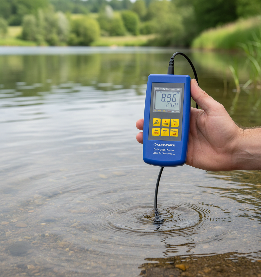 Das  Greisinger-GMH-3651-L30 ist perfekt für die Sauerstoffmessung in Gewässern.