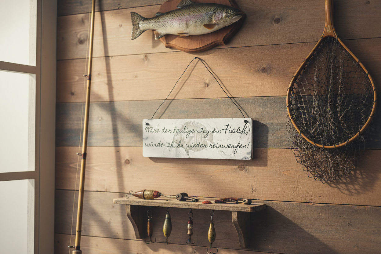 Schild „Wäre der heutige Tag ein Fisch, würde ich ihn wieder zurückwerfen“