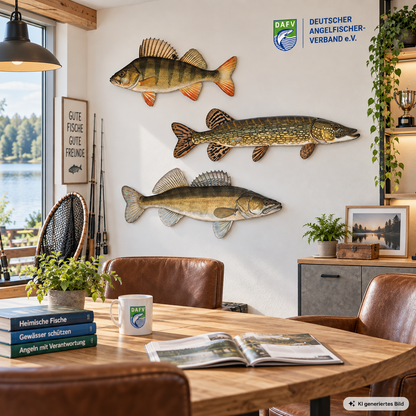 Konturenfisch-Bundle „Heimische Raubfische“, Zander, Barsch und Hecht