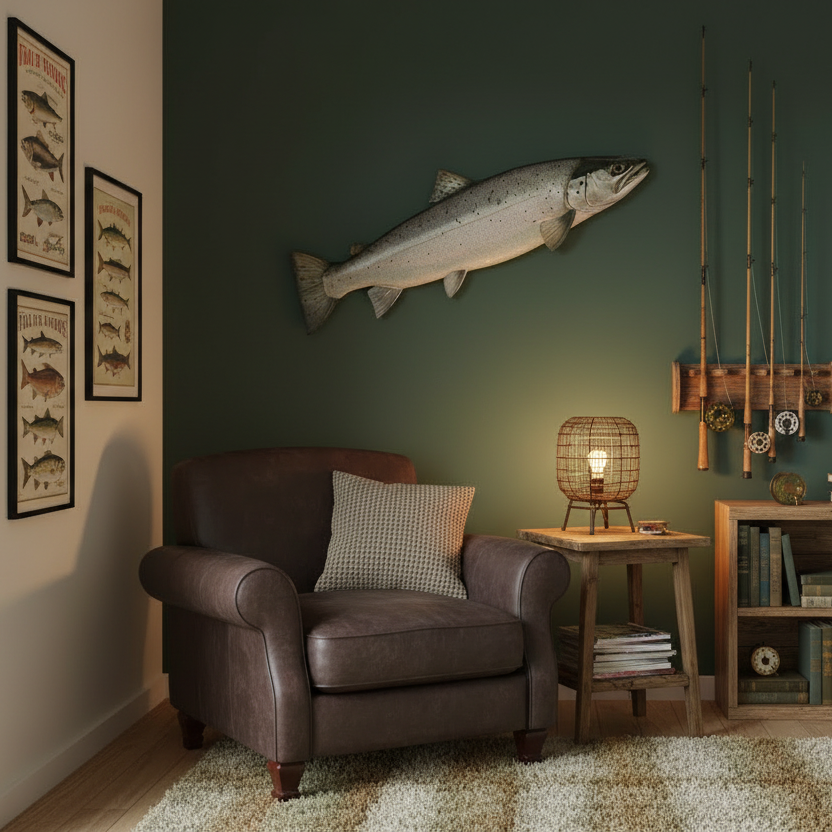 Ein Traumfisch ist diese fast einen Meter lange Meerforelle. Die perfekte Deko für ein Fischer-Zimmer. gedruckt auf 10 mm starker STADUR-Platte.
