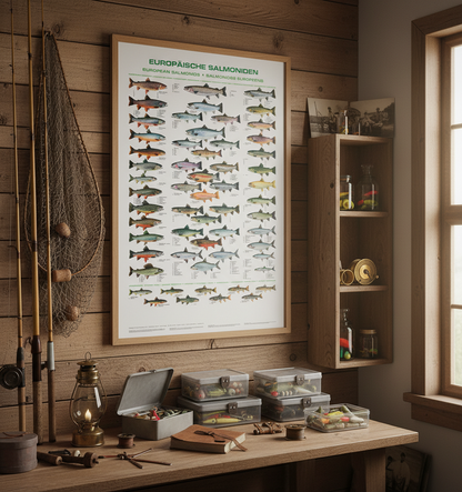 Alle Salmoniden Europas auf einer Tafel