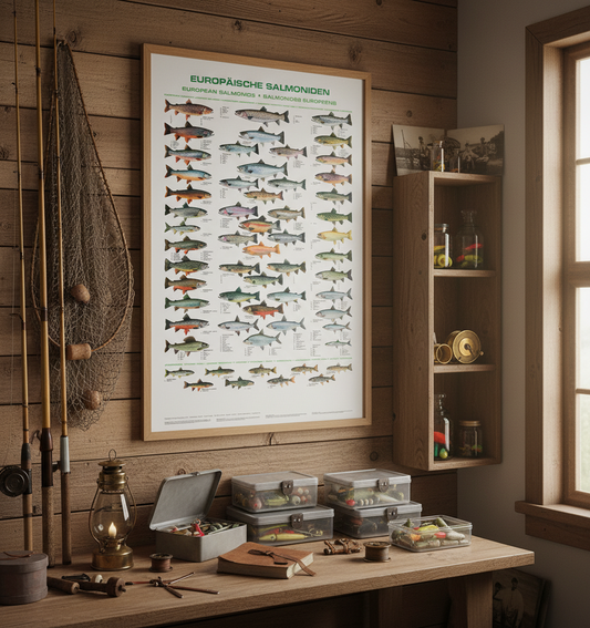 Alle Salmoniden Europas auf einer Tafel