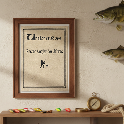 Urkunde „Angler & Fisch“ – Stilvolle Ehrungsurkunde für Vereinsangeln und besondere Fänge, 10 Stück
